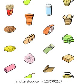 Various images set. Background for printing, design, web. Usable as icons. Seamless. Colored.