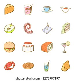 Various images set. Background for printing, design, web. Usable as icons. Colored.