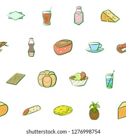 Various images set. Background for printing, design, web. Usable as icons. Seamless. Colored.