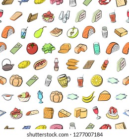 Various images set. Background for printing, design, web. Usable as icons. Seamless. Colored.