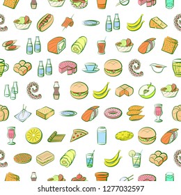 Various images set. Background for printing, design, web. Usable as icons. Seamless. Colored.