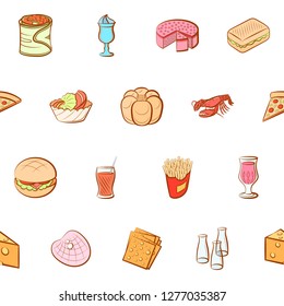 Various images set. Background for printing, design, web. Usable as icons. Seamless. Colored.