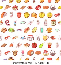 Various images set. Background for printing, design, web. Usable as icons. Seamless. Colored.