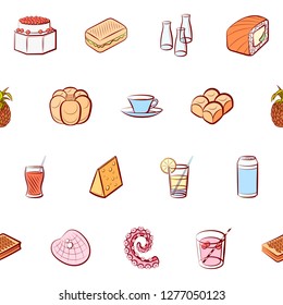 Various images set. Background for printing, design, web. Usable as icons. Seamless. Colored.