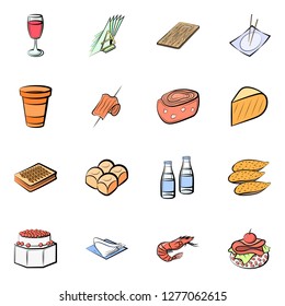Various images set. Background for printing, design, web. Usable as icons. Colored.