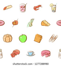 Various images set. Background for printing, design, web. Usable as icons. Seamless. Colored.