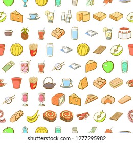 Various images set. Background for printing, design, web. Usable as icons. Seamless. Colored.