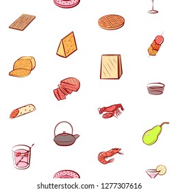 Various images set. Background for printing, design, web. Usable as icons. Seamless. Colored.