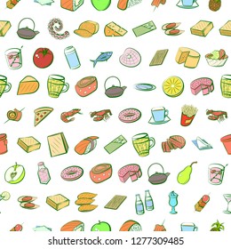 Various images set. Background for printing, design, web. Usable as icons. Seamless. Colored.