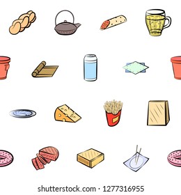 Various images set. Background for printing, design, web. Usable as icons. Seamless. Colored.