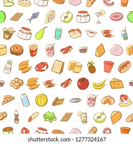 Various images set. Background for printing, design, web. Usable as icons. Seamless. Colored.