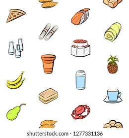 Various images set. Background for printing, design, web. Usable as icons. Seamless. Colored.
