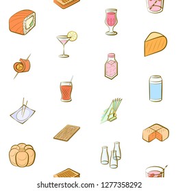 Various images set. Background for printing, design, web. Usable as icons. Seamless. Colored.