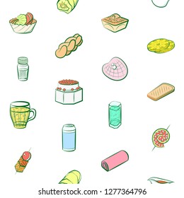 Various images set. Background for printing, design, web. Usable as icons. Seamless. Colored.