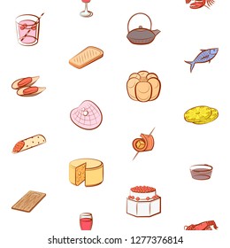 Various images set. Background for printing, design, web. Usable as icons. Seamless. Colored.