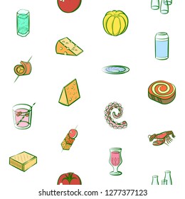 Various images set. Background for printing, design, web. Usable as icons. Seamless. Colored.