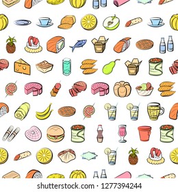 Various images set. Background for printing, design, web. Usable as icons. Seamless. Colored.