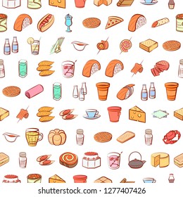 Various images set. Background for printing, design, web. Usable as icons. Seamless. Colored.