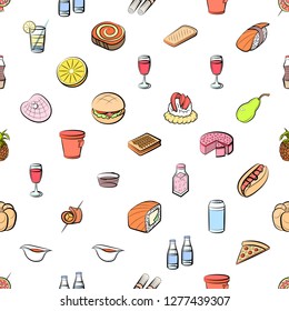 Various images set. Background for printing, design, web. Usable as icons. Seamless. Colored.