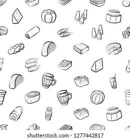 Various images set. Background for printing, design, web. Usable as icons. Seamless. Monochrome binary, black and white.