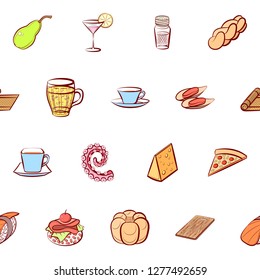Various images set. Background for printing, design, web. Usable as icons. Seamless. Colored.
