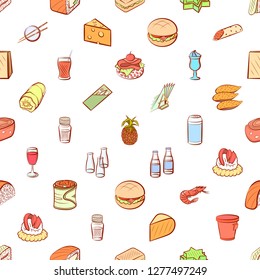 Various images set. Background for printing, design, web. Usable as icons. Seamless. Colored.