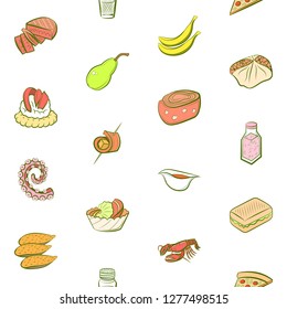 Various images set. Background for printing, design, web. Usable as icons. Seamless. Colored.