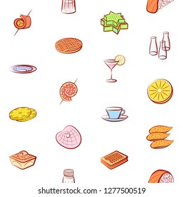 Various images set. Background for printing, design, web. Usable as icons. Seamless. Colored.