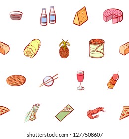 Various images set. Background for printing, design, web. Usable as icons. Seamless. Colored.