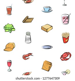 Various images set. Background for printing, design, web. Usable as icons. Seamless. Colored.