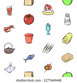 Various images set. Background for printing, design, web. Usable as icons. Seamless. Colored.