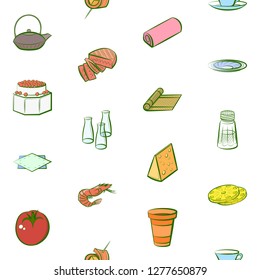 Various images set. Background for printing, design, web. Usable as icons. Seamless. Colored.