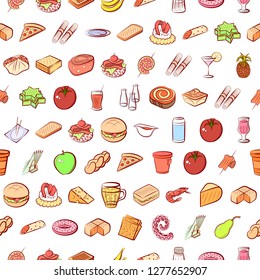 Various images set. Background for printing, design, web. Usable as icons. Seamless. Colored.