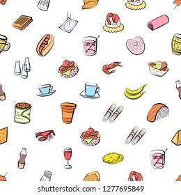 Various images set. Background for printing, design, web. Usable as icons. Seamless. Colored.