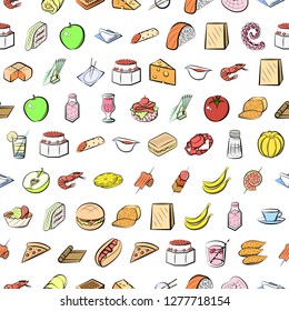 Various images set. Background for printing, design, web. Usable as icons. Seamless. Colored.