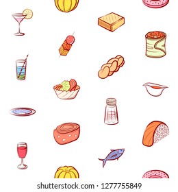 Various images set. Background for printing, design, web. Usable as icons. Seamless. Colored.