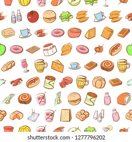 Various images set. Background for printing, design, web. Usable as icons. Seamless. Colored.