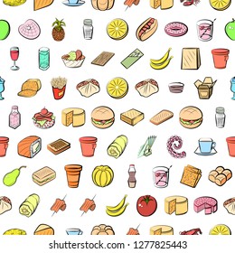 Various images set. Background for printing, design, web. Usable as icons. Seamless. Colored.