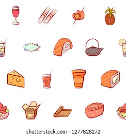 Various images set. Background for printing, design, web. Usable as icons. Seamless. Colored.