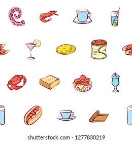 Various images set. Background for printing, design, web. Usable as icons. Seamless. Colored.