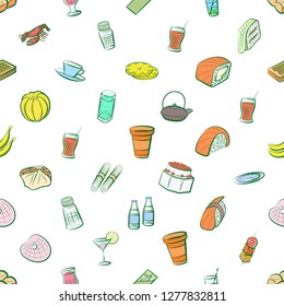 Various images set. Background for printing, design, web. Usable as icons. Seamless. Colored.