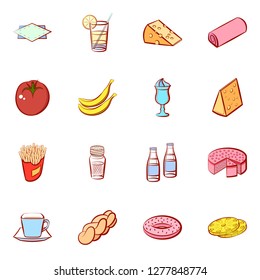 Various images set. Background for printing, design, web. Usable as icons. Colored.