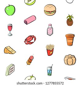 Various images set. Background for printing, design, web. Usable as icons. Seamless. Colored.