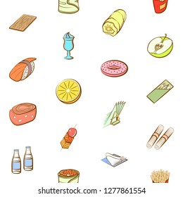 Various images set. Background for printing, design, web. Usable as icons. Seamless. Colored.