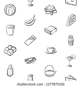 Various images set. Background for printing, design, web. Usable as icons. Seamless. Monochrome binary, black and white.