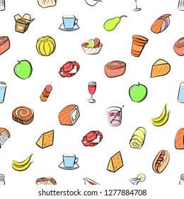 Various images set. Background for printing, design, web. Usable as icons. Seamless. Colored.