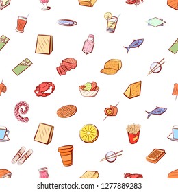 Various images set. Background for printing, design, web. Usable as icons. Seamless. Colored.