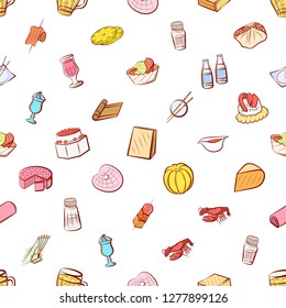 Various images set. Background for printing, design, web. Usable as icons. Seamless. Colored.