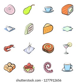 Various images set. Background for printing, design, web. Usable as icons. Colored.