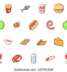 Various images set. Background for printing, design, web. Usable as icons. Seamless. Colored.